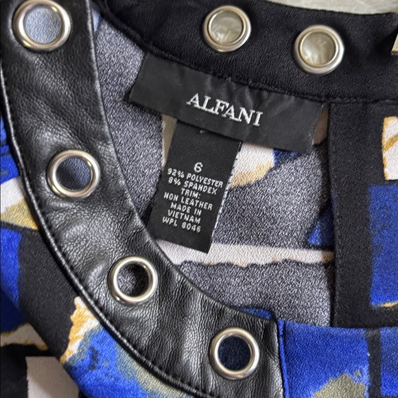 Alfani Blue and Black Abstract Top with Grommet Accents - Picture 3 of 4